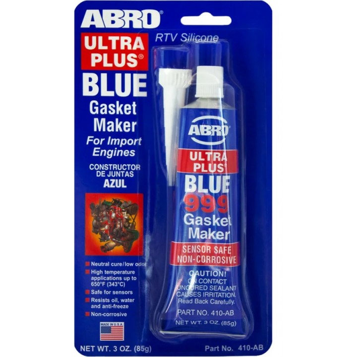 ABRO 410-AB Герметик прокладок 999 силиконовый OEM Ultra Plus (синий) 85 г