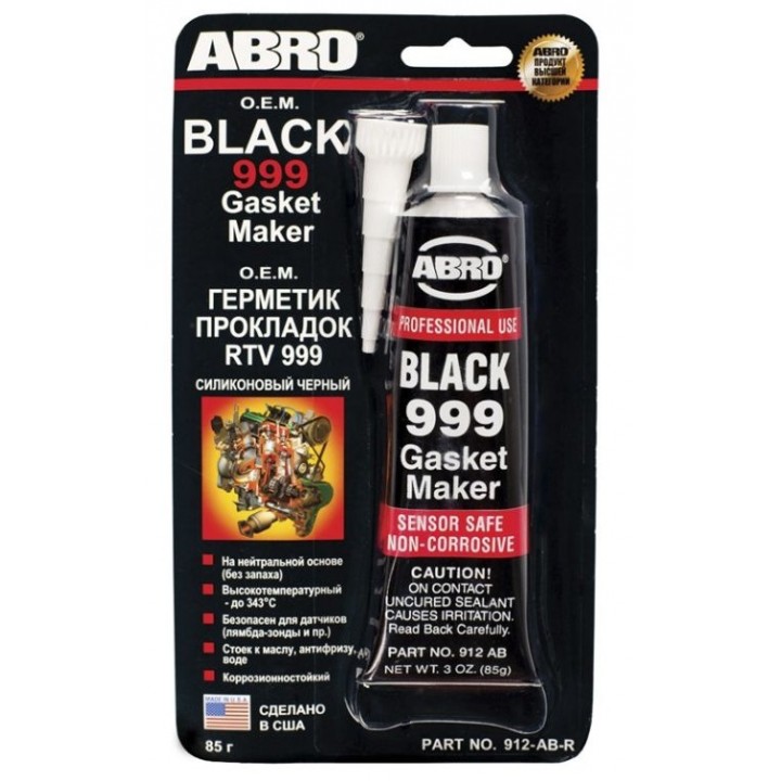 ABRO 912-AB Герметик прокладок 999 силиконовый OEM (черный) 85 г