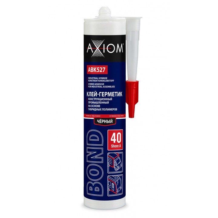 AXIOM ABK527 Клей-герметик конструкционный промышленный на основе гибридных полимеров, Шор А 40, цвет чёрный 280 мл