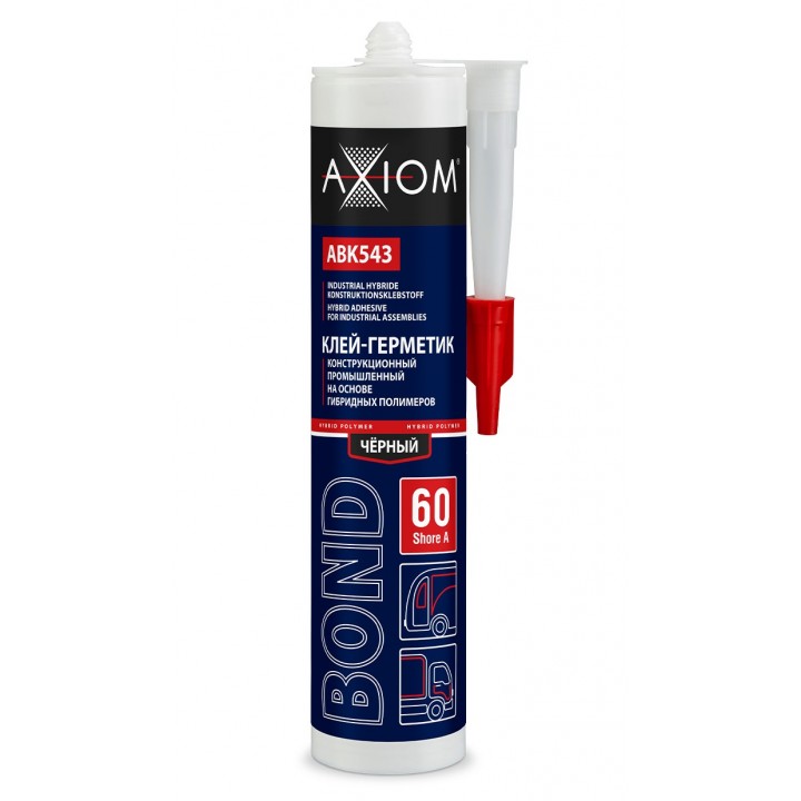 AXIOM ABK543 Клей-герметик конструкционный промышленный на основе гибридных полимеров, Шор А 60 чёрный 280 мл